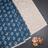 Semi Linen Peacock Blue Printed Saree And Thread Pallu