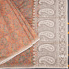 Semi Linen Orange Printed Saree And Thread Pallu