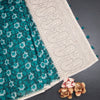 Semi Linen Peacock Green Printed Saree And Thread Pallu