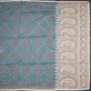 Semi Linen Peacock Blue Printed Saree And Thread Pallu 02