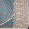Semi Linen Peacock Blue Printed Saree And Thread Pallu 02