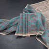 Semi Linen Peacock Blue Printed Saree And Thread Pallu 02