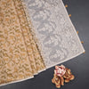 Semi Linen Sandal Printed Saree And Thread Pallu