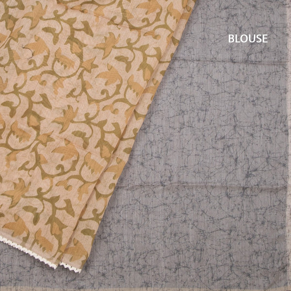 Semi Linen Sandal Printed Saree And Thread Pallu