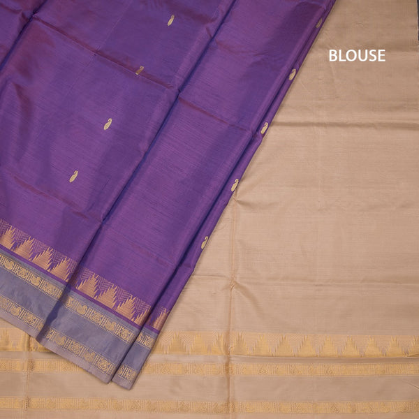 Vaazhai Naar Purple Saree With Thread Buttas And Contrast Pallu 03