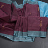 Vaazhai Naar Maroon Saree With Thread Buttas And Contrast Pallu