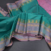 Vaazhai Naar Green Saree With Thread Buttas And Contrast Pallu