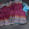 Vaazhai Naar Wine Colour Saree With Thread Buttas And Contrast Pallu