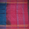Vaazhai Naar Peacock Blue Saree With Thread Buttas And Contrast Pallu 02