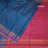 Vaazhai Naar Peacock Blue Saree With Thread Buttas And Contrast Pallu 02