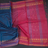 Vaazhai Naar Peacock Blue Saree With Thread Buttas And Contrast Pallu 02