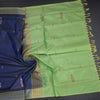 Vaazhai Naar Dark Blue Saree With Thread Buttas And Contrast Pallu