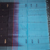 Vaazhai Naar Dark Brown Saree With Thread Buttas And Contrast Pallu
