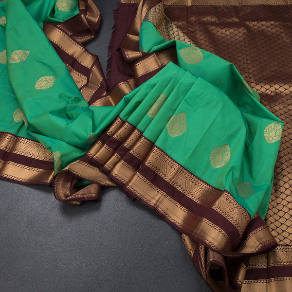 Art Silk Jade Green Zari Worked Saree