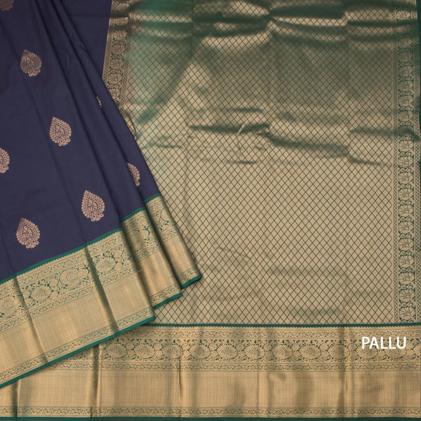 Art Silk Navy Blue Zari Worked Saree 03