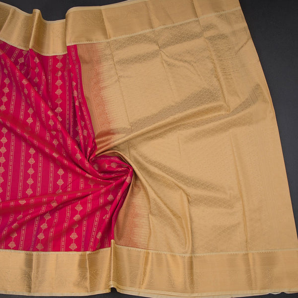Art Silk Rose Pink Zari Worked Saree 02