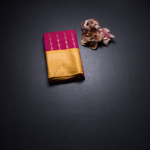 Art Silk Dark Pink Zari Worked Saree 04