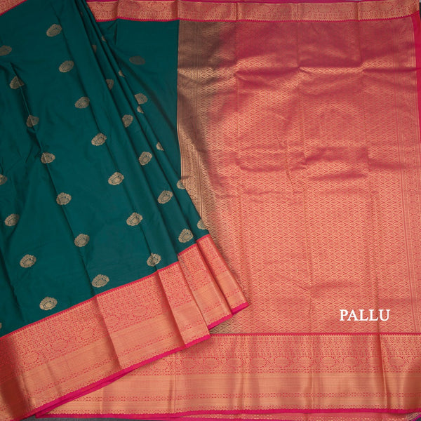 Art Silk Peacock Green Zari Worked Saree 03
