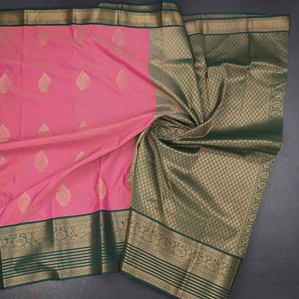 Art Silk Taffy Pink Zari Worked Saree - Kumaran Silks