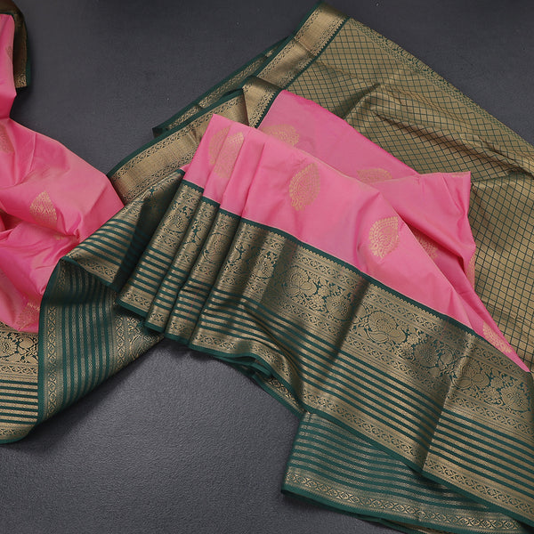 Art Silk Taffy Pink Zari Worked Saree - Kumaran Silks
