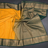 Art Silk Mango Yellow Zari Worked Saree 04