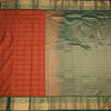 Art Silk Rust Orange Zari Checked Saree