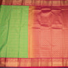 Art Silk Parrot Green Zari Checked Saree