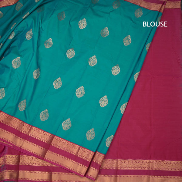 Art Silk Peacock Green Zari Worked Saree 05