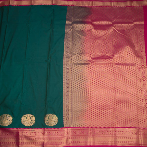 Art Silk Peacock Green Zari Worked Saree 05