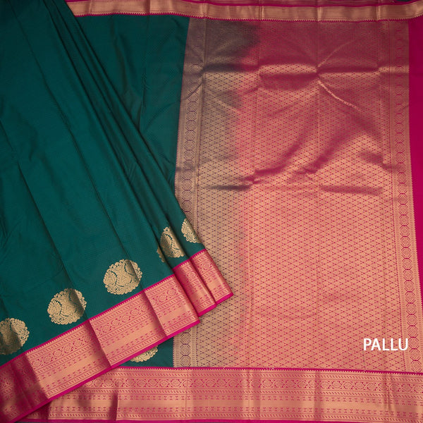 Art Silk Dark Green Zari Worked Saree 04
