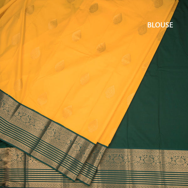 Art Silk Mango Yellow Zari Worked Saree 08