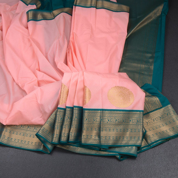 Art Silk Peach Zari Worked Saree 05