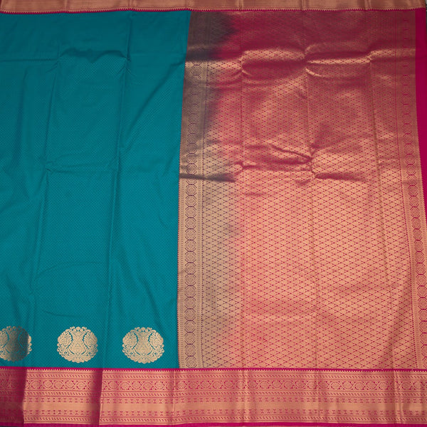 Art Silk Peacock Green Zari Worked Saree 06