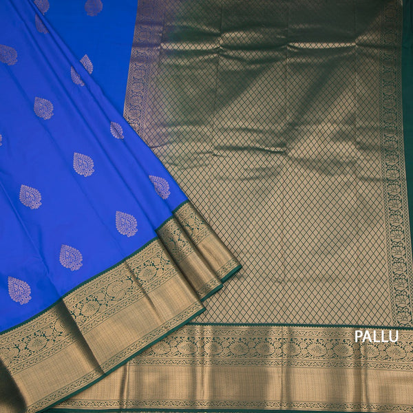 Art Silk Dark Green Zari Worked Saree 05
