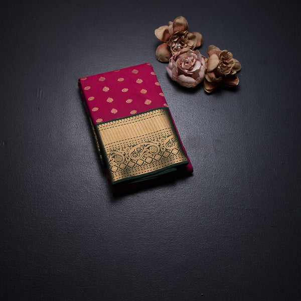 Art Silk Reddish Pink Zari Worked Saree 02