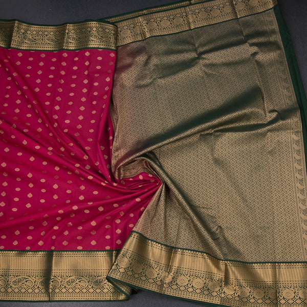 Art Silk Reddish Pink Zari Worked Saree 02