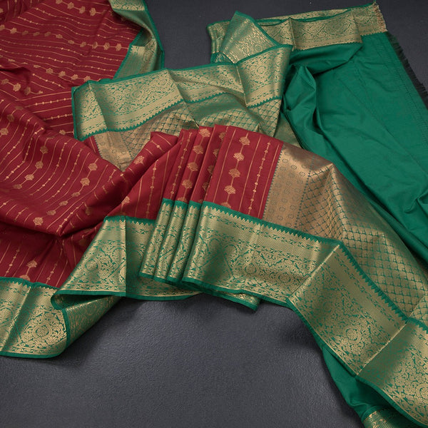 Art Silk Maroon Zari Worked Saree 05