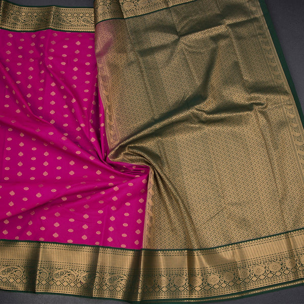 Art Silk Magenta Pink Zari Worked Saree 03