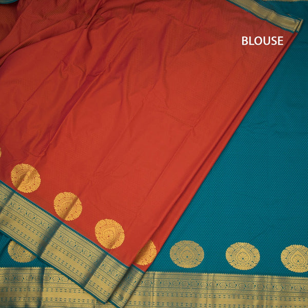 Art Silk Rust Orange Zari Worked Saree 02