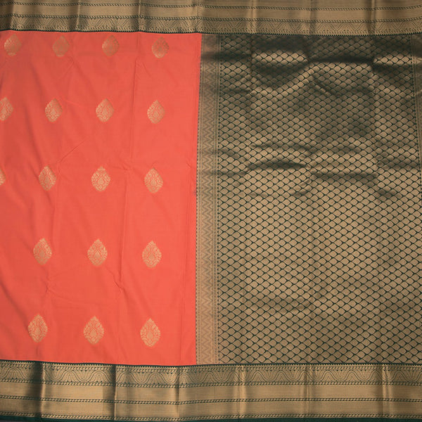 Art Silk Rust Orange Zari Worked Saree 02