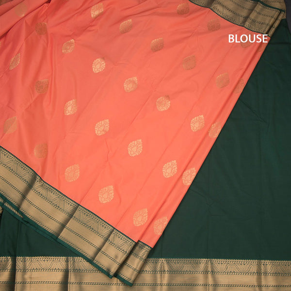 Art Silk Peach Zari Worked Saree 06