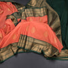 Art Silk Peach Zari Worked Saree 06