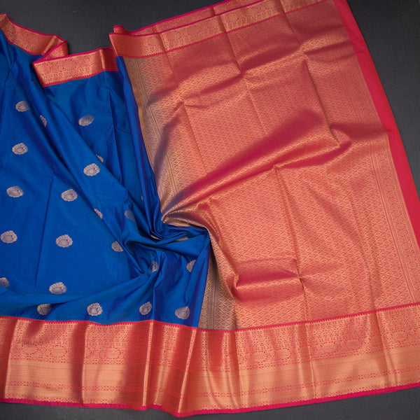 Art Silk Peacock Blue Zari Worked Saree 04