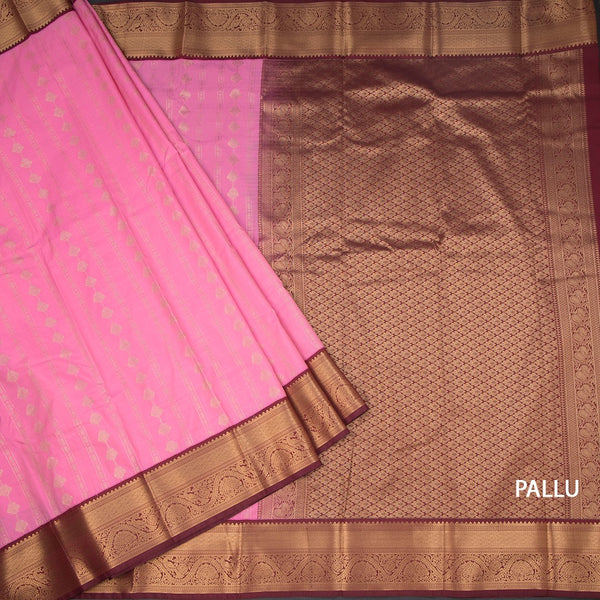 Art Silk Rose Pink Zari Worked Saree 05