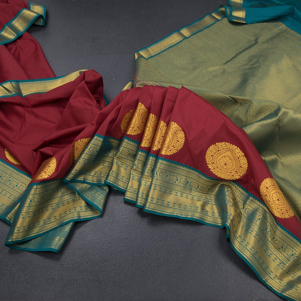 Art Silk Maroon Zari Worked Saree 06
