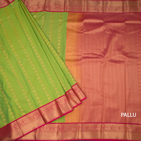 Art Silk Parrot Green Zari Worked Saree 05