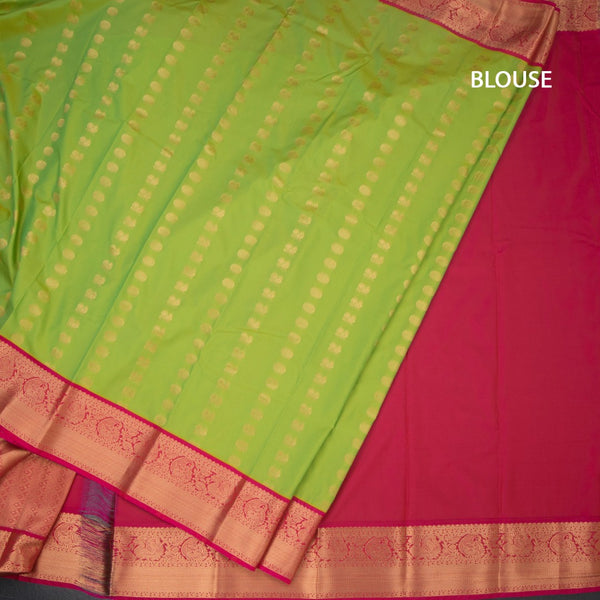 Art Silk Parrot Green Zari Worked Saree 05