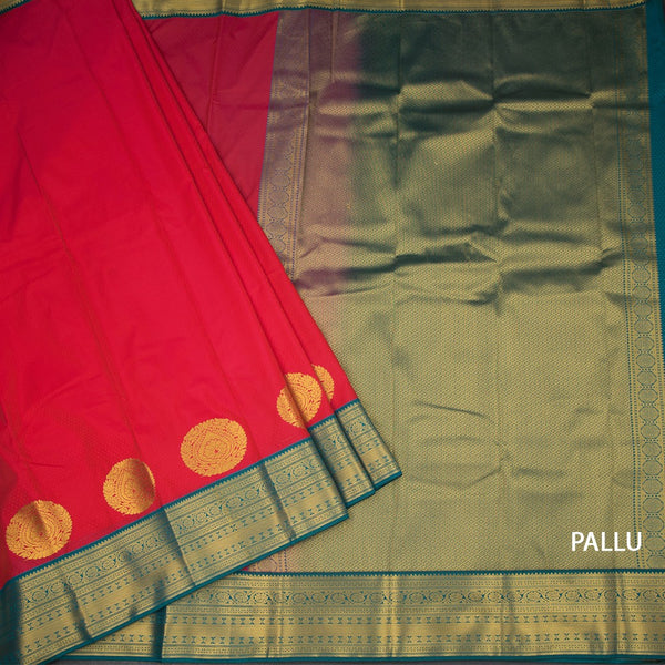 Art Silk Red Zari Worked Saree 05