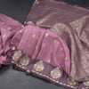 Raw Silk Onion Pink Zari Worked Saree