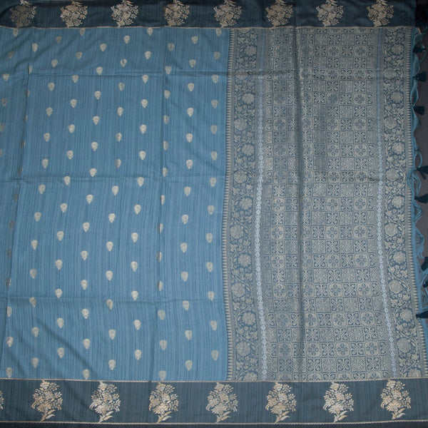 Raw Silk Light Blue Zari Worked Saree
